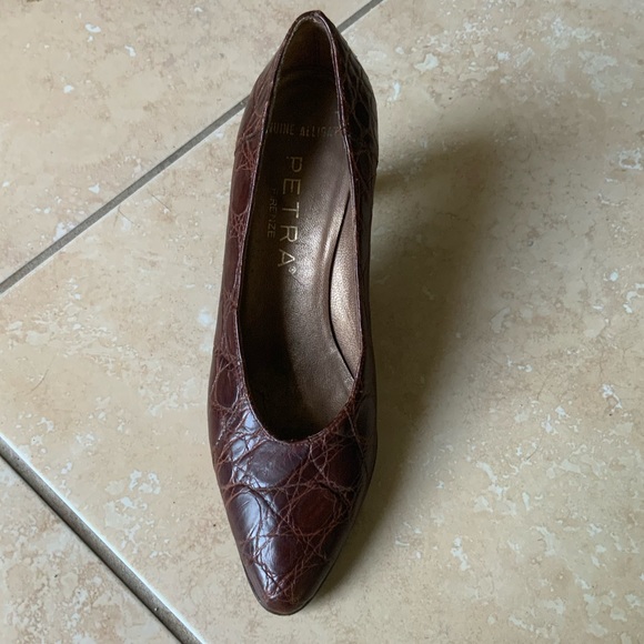 ‼️OFFERS Vintage Genuine Alligator Skin Heels Petra Italy 4.5 HTF Burgundy - Picture 13 of 16